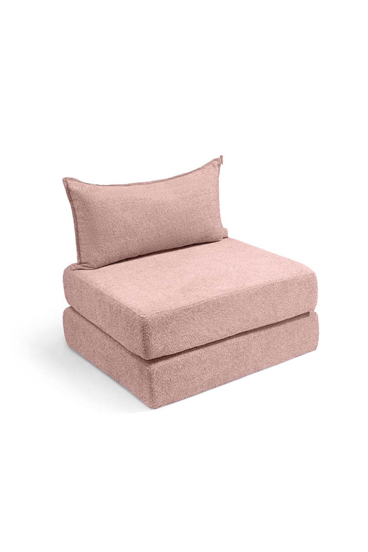 צ'יל יחיד מבד בוקלה – ספת לאונג' מודולרית ורוד עתיק