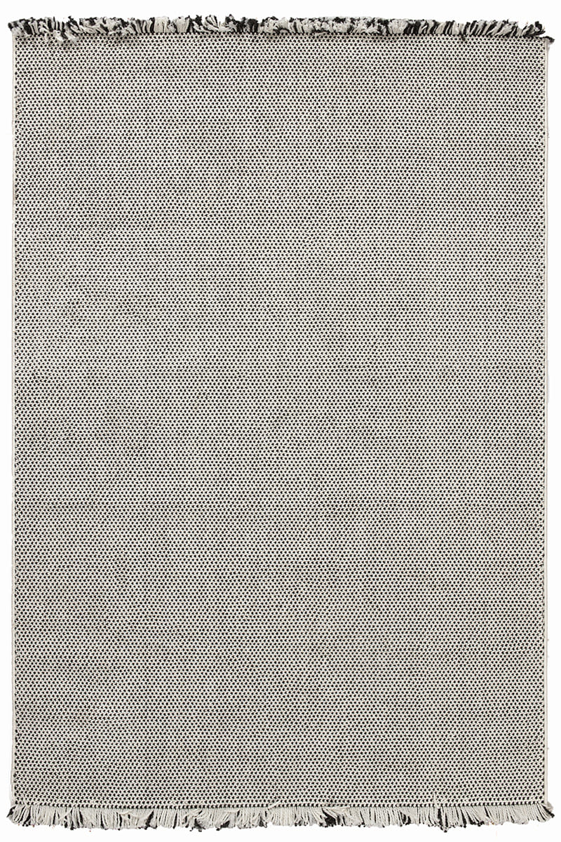 שטיח לופ PLZ-401 לבן אפור עם פרנזים