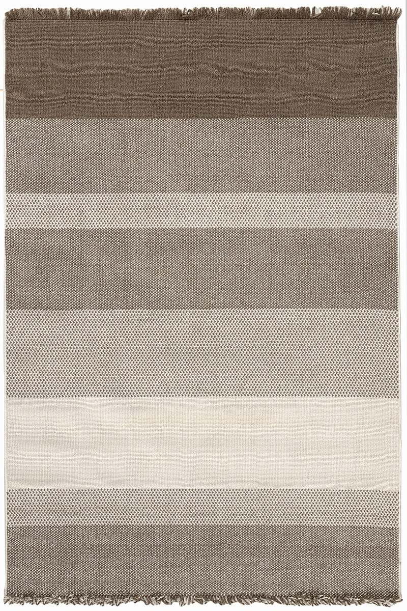 שטיח לופ PLZ-403 לבן בז' עם פרנזים