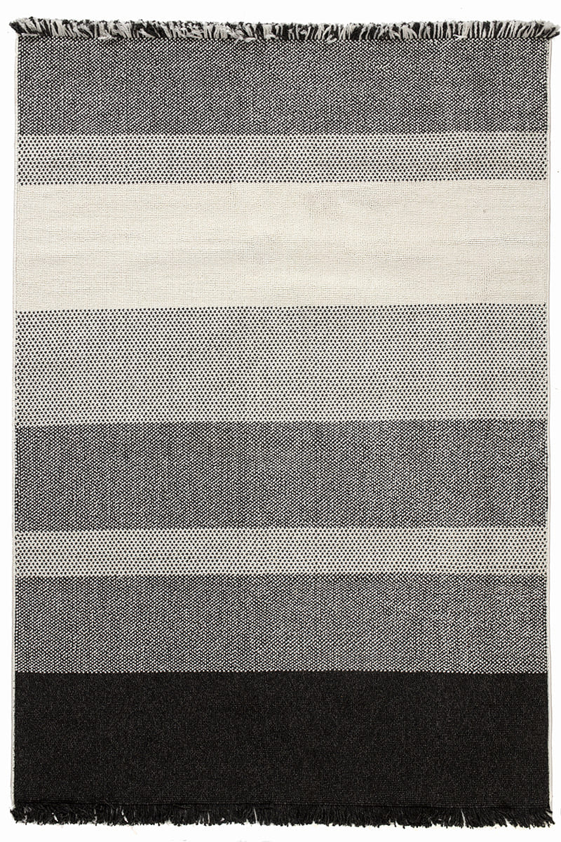 שטיח לופ PLZ-404 לבן אפור עם פרנזים