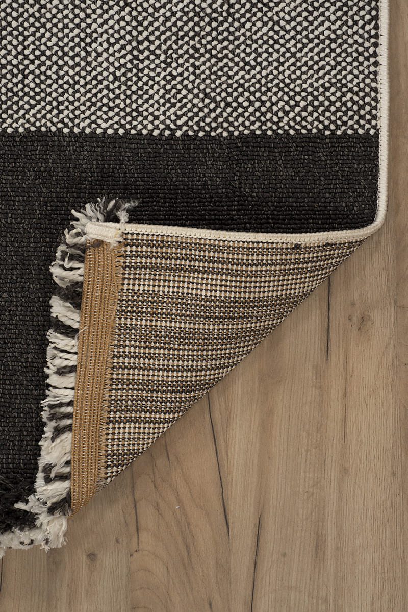 שטיח לופ PLZ-404 לבן אפור עם פרנזים